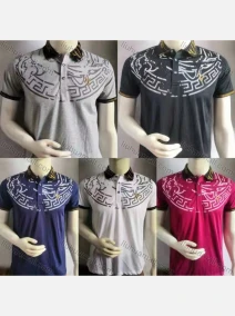Wholesale Men's Casual Vintage Print Short Sleeve Polo Shirt, LIUHUA CLOTHING WHOLESALE