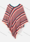 Wholesale Women's Vintage Argyle & Striped Print Tassel Trim Knit Cape - Liuhuamall