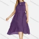 Wholesale Women's Linen Plain Sleeveless Keyhole Neck Midi Dress With Belt 37# Clothing Wholesale Market Liuhua