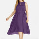 Women's Linen Plain Sleeveless Keyhole Neck Midi Dress With Belt 37# Clothing Wholesale Market -LIUHUA