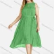 Wholesale Women's Linen Plain Sleeveless Keyhole Neck Midi Dress With Belt 45# Clothing Wholesale Market Liuhua