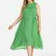 Women's Linen Plain Sleeveless Keyhole Neck Midi Dress With Belt 45# Clothing Wholesale Market -LIUHUA
