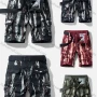 Wholesale Men's Casual Pockets Zipper Fly Abstract Print Short Cargo Pant With Belt preview
