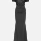 Women's Elegant Off Shoulder Sequin Cap Ruched Mermaid Evening Dress 5008# Black Clothing Wholesale Market -LIUHUA
