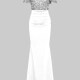 Women's Elegant Off Shoulder Sequin Cap Ruched Mermaid Evening Dress 5008# White Clothing Wholesale Market -LIUHUA