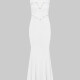 Women's Elegant Crew Neck Sleeveless Beaded Lace Mermaid Evening Dress 3013# White Clothing Wholesale Market -LIUHUA