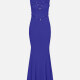 Women's Elegant Crew Neck Sleeveless Beaded Lace Mermaid Evening Dress 3013# Medium Blue Clothing Wholesale Market -LIUHUA