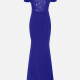 Women's Elegant Off Shoulder Sequin Cap Mermaid Evening Dress 970# Medium Blue Clothing Wholesale Market -LIUHUA