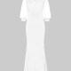 Women's Elegant Lace Sleeve Sequin Appliques Embroidered Mermaid Evening Dress 5010# White Clothing Wholesale Market -LIUHUA