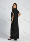 Wholesale Women's V Neck Batwing Sleeve Ruffle Hem Embroidered Maxi Kaftan - Liuhuamall