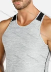 Wholesale Men's Sporty Plain Racerback Round Neck Slim Fit Stretch Tank Top - Liuhuamall
