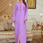 Wholesale Women's Muslim Islamic Plain Long Sleeve Split Front Hooded Rhinestone Robe Abaya Dress BA303# preview