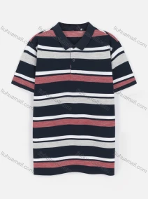 Wholesale Men's Casual Short Sleeve Striped Button Polo Shirt, LIUHUA CLOTHING WHOLESALE