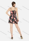 Wholesale Women's Floral Print V Neck Spaghetti Strap Mini Cami Dress With Belt - Liuhuamall