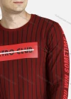 Wholesale Men's Striped Letter Print Round Neck Casual Pullover Sweatshirt E2047# - Liuhuamall