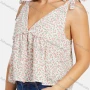 Wholesale Women's V Neck Sleeveless Floral Print Shoulder Bowknot Ruffle Cami Top preview