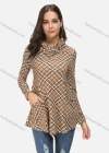 Wholesale Women's Casual Cowl Neck Long Sleeve Dual Pocket Plaid Print Tunic - Liuhuamall