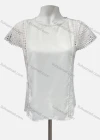 Wholesale Women's Casual Crew Neck Short Sleeve Hollow Out Knit Blouse - Liuhuamall