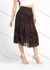 Wholesale Women's Chiffon Embroidery Lace Layered Ruched Midi Skirt - Liuhuamall