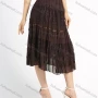 Wholesale Women's Chiffon Embroidery Lace Layered Ruched Midi Skirt preview