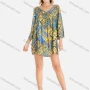 Wholesale Women's Casual V Neck Allover Paisley Print 3/4 Sleeve Mini Dress preview