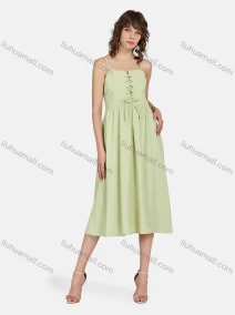 Wholesale Women's Casual Spaghetti Strap Criss Cross Shirred Cami Dress 1009#, LIUHUA CLOTHING WHOLESALE