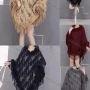 Wholesale Women's Elegant Mosaic Print Fuzzy Trim Scarf Hem Cape 3104# preview