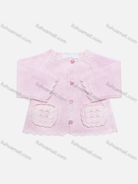 Wholesale Baby's Cute Long Sleeve Button Front Plain Knited Sweater Cardigan