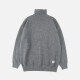 Men's Casual Plain High Neck Drop Shoulder Long Sleeve Turtleneck Knit Sweater Gray Clothing Wholesale Market -LIUHUA