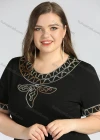 Wholesale Women's Plus Size Round Neck Short Sleeve Embroidery Casual Top - Liuhuamall