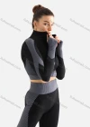 Wholesale Women's 2 Piece Colorblock Workout Outfits Sports Long Sleeve Top Seamless Leggings Yoga Gym Activewear Set AB31# - Liuhuamall