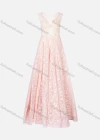 Wholesale Women's Elegant Sleeveless Double V Neck Lace Appliques Maxi Evening Dress - Liuhuamall