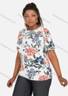 Wholesale Women's Floral Print Round Neck Short Sleeve Casual T-Shirt - Liuhuamall
