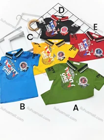 Wholesale Boys Casual Short Sleeve Letter Graphic Zipper Front Polo Shirts, LIUHUA CLOTHING WHOLESALE