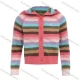 Wholesale Girls Long Sleeve Hooded Sweater Button Front Cardigan Colorful Striped Knitted Jacket Pink Clothing Wholesale Market Liuhua