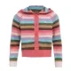Girls Long Sleeve Hooded Sweater Button Front Cardigan Colorful Striped Knitted Jacket Pink Clothing Wholesale Market -LIUHUA