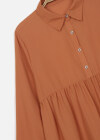 Wholesale Women's Stand Collar Long Sleeve Button Up Peplum Hem Blouse - Liuhuamall