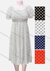 Wholesale Women's Casual Short Sleeve Polka Dot Midi Dress - Liuhuamall