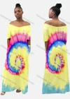 Wholesale Women's Casual Off Shoulder Short Sleeve Allover Print Maxi Dress - Liuhuamall