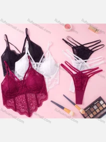Wholesale Women's Sexy Plain Lace Bra & Brief 2 Pieces Set, LIUHUA CLOTHING WHOLESALE