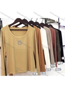 Wholesale Women's Casual Plain Round Neck Long Sleeve Top, LIUHUA CLOTHING WHOLESALE