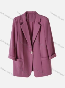 Wholesale Women's Plain Lapel 3/4 Sleeve One Button Patch Pockets Suit Jacket SN0281#, LIUHUA CLOTHING WHOLESALE