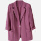 Women's Plain Lapel 3/4 Sleeve One Button Patch Pockets Suit Jacket SN0281# Purple Clothing Wholesale Market -LIUHUA