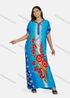Wholesale Women's African Short Sleeve V Neck Gradient Pom Pom Floral Print Maxi Dress - Liuhuamall