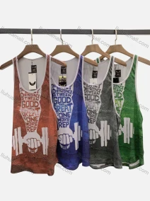 Wholesale Men's Sporty Basketball Letters Round Neck Quick Drying Tank Top, LIUHUA CLOTHING WHOLESALE
