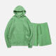 Men's Basic Plain Jogging Sweatshirt Pullover Kangaroo Pocket Hoodie With Shorts 2 Piece Set JM-FSBH9999+JM-FS456# Green Clothing Wholesale Market -LIUHUA