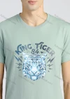 Wholesale Men's Round Neck Short Sleeve Letter & Tiger Graphic T-Shirt - Liuhuamall