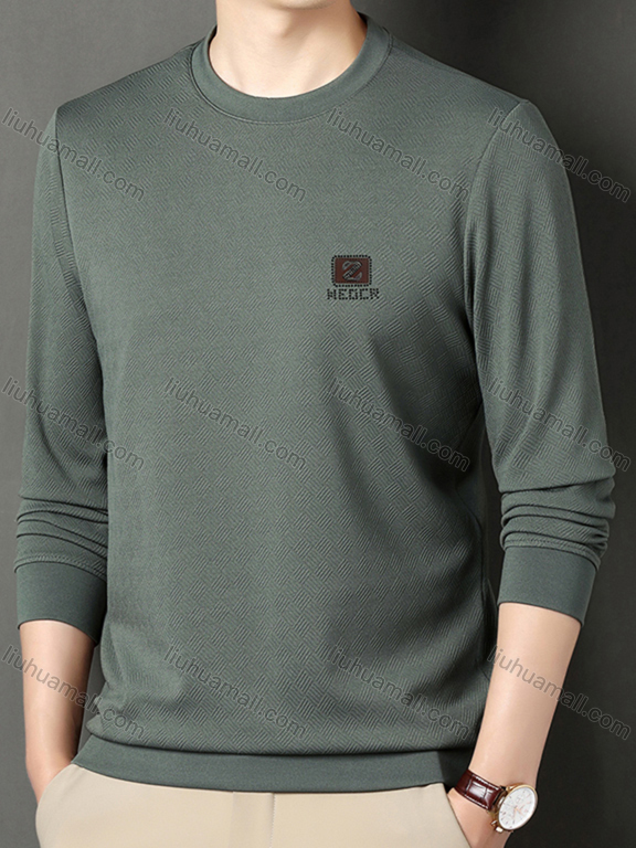 Wholesale Men's Casual Plain Basics Round Neck Long Sleeve Pullover Sweatshirt 2525# LIUHUA CLOTHING WHOLESALE