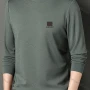 Wholesale Men's Casual Plain Basics Round Neck Long Sleeve Pullover Sweatshirt 2525# preview