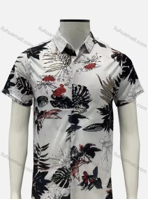 Wholesale Men's Casual Allover Print Button Down Collared Short Sleeve Shirt, LIUHUA CLOTHING WHOLESALE